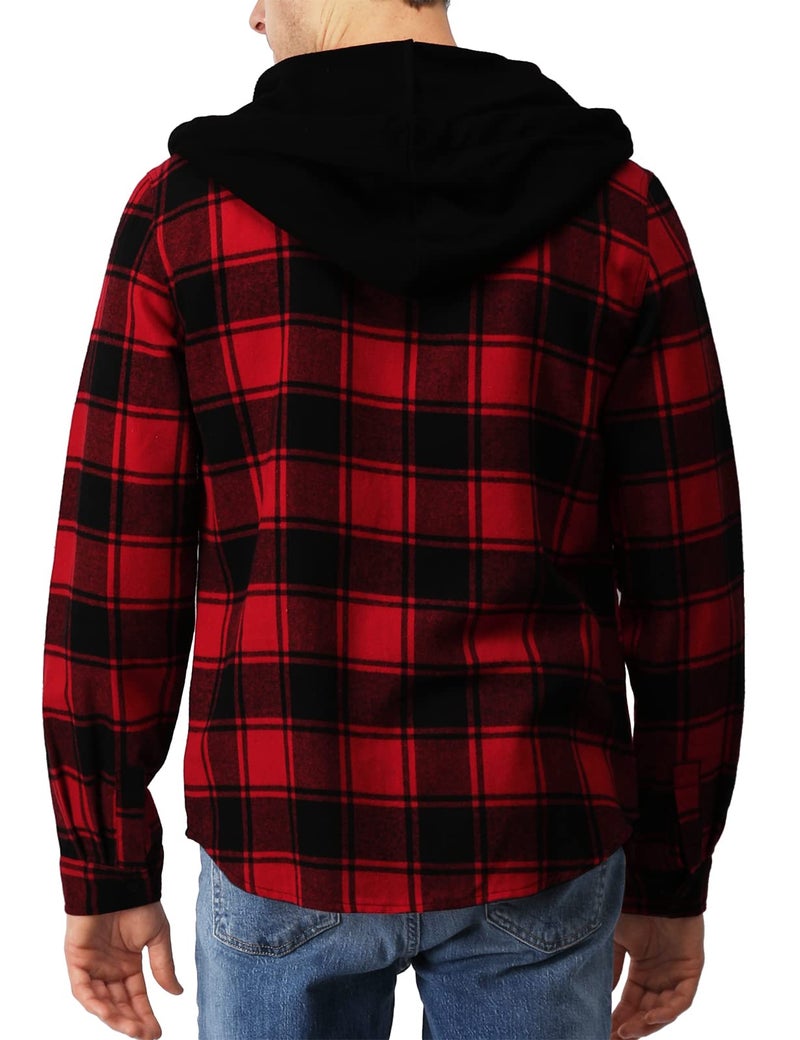 H2H Mens Casual Flannel Shirts Hoodie Jacket US L/Asia XL (CMOJA0105) - Image 2